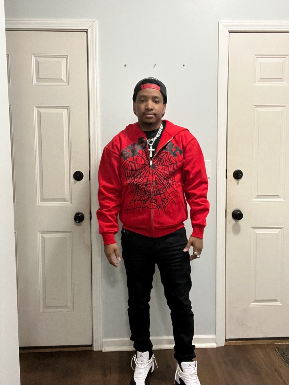 Sp5der OG Web Studded Zip Hoodie